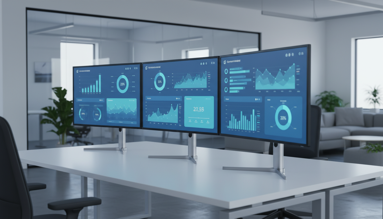 Автоматизация работы на маркетплейсах — интерфейс аналитического сервиса на нескольких мониторах