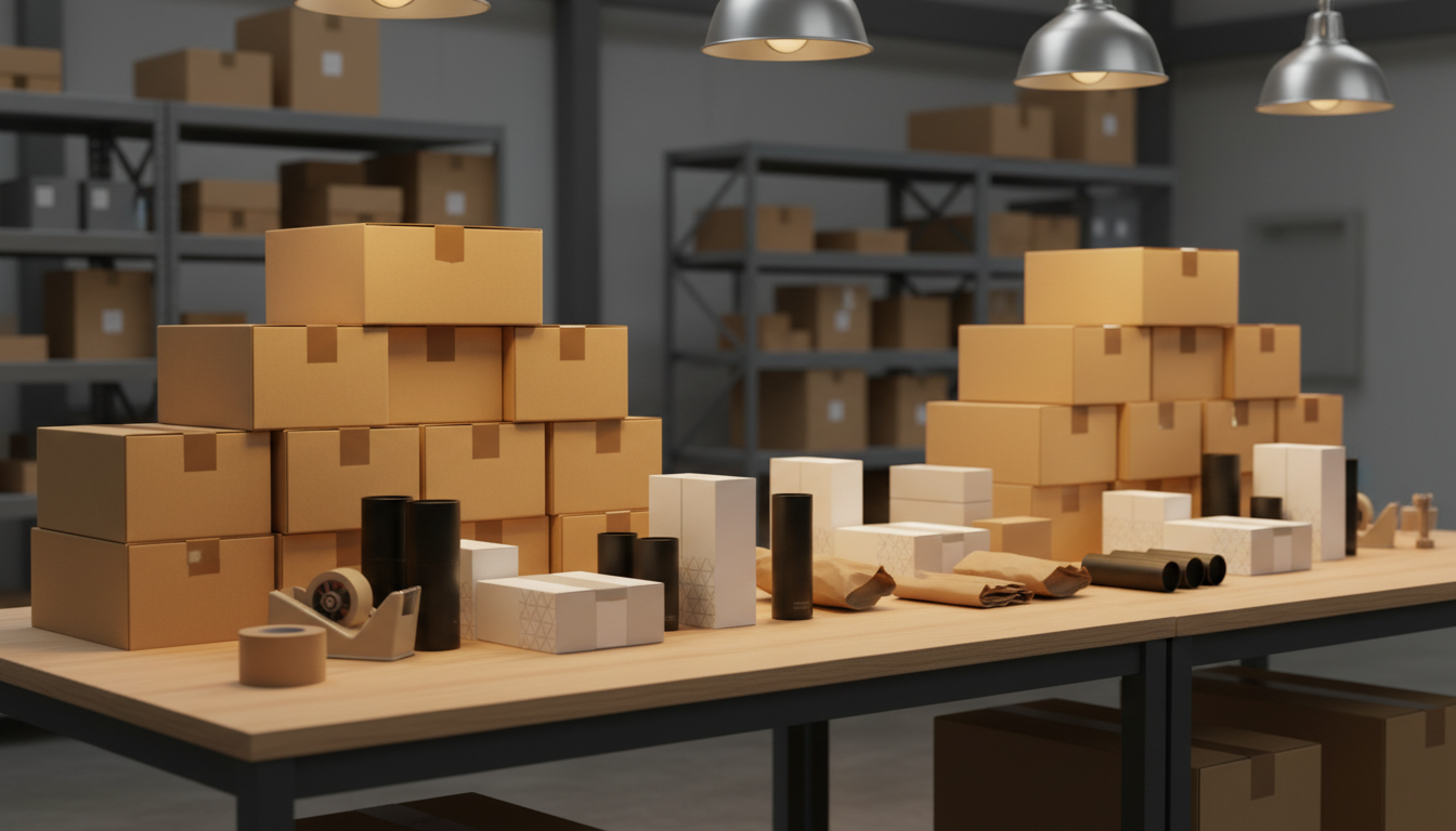 Упакованные товары для отправки покупателям интернет-магазина