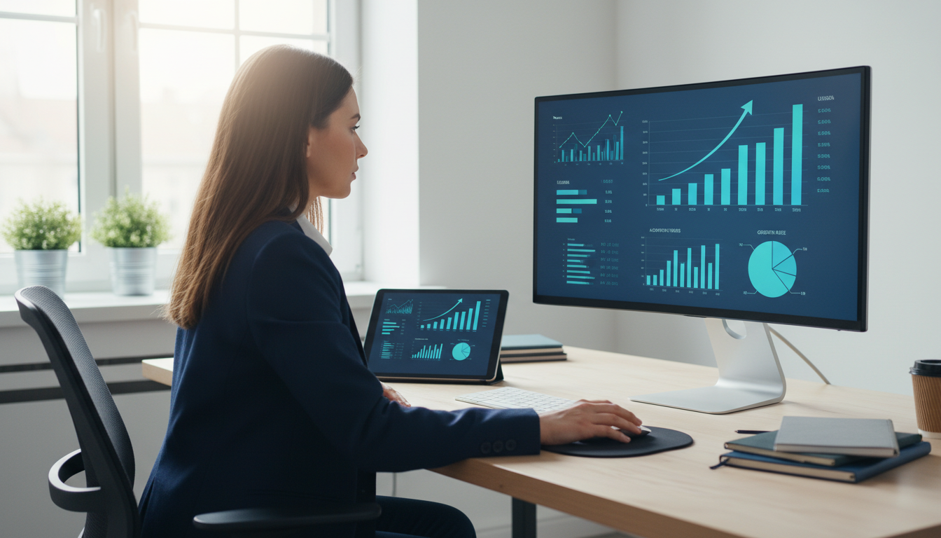 Аналитика и графики роста трафика интернет-магазина на экране компьютера