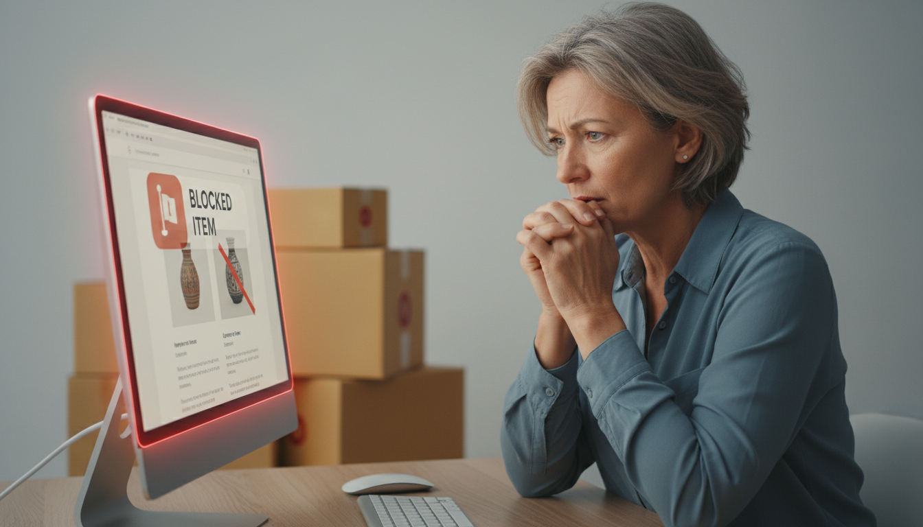 Предупреждающий знак рядом с карточкой товара на маркетплейсе — ошибки при защите фотографий