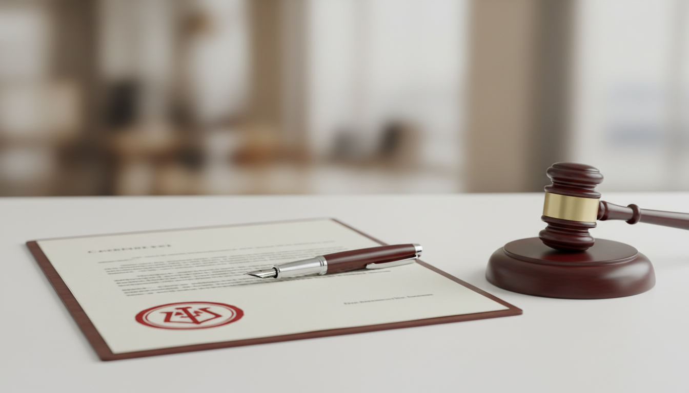 Документы и печать, символизирующие новый закон о маркетплейсах, вступающий в силу в 2026 году