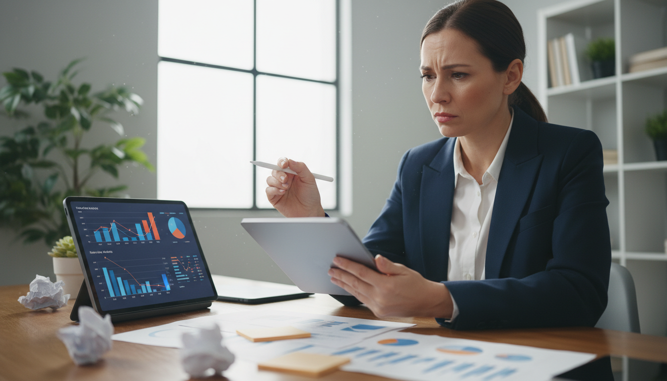 Продавец маркетплейса проверяет аналитику продаж и исправляет ошибки в стратегии