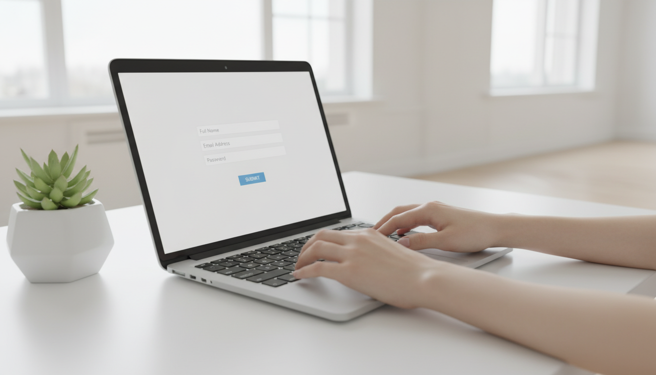 Пошаговая регистрация продавца на маркетплейсе — заполнение анкеты на экране ноутбука