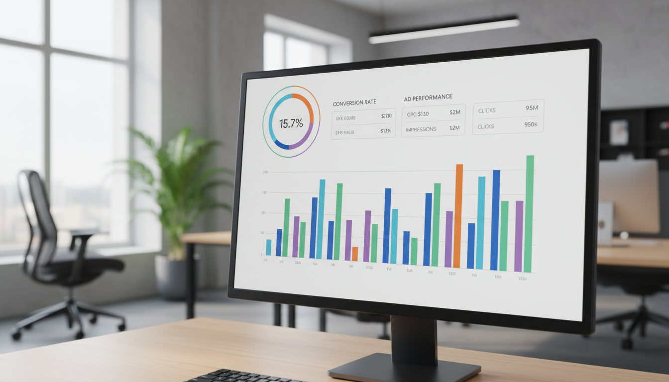 Аналитика рекламной кампании на Ozon — ДРР, CTR, конверсия на экране компьютера
