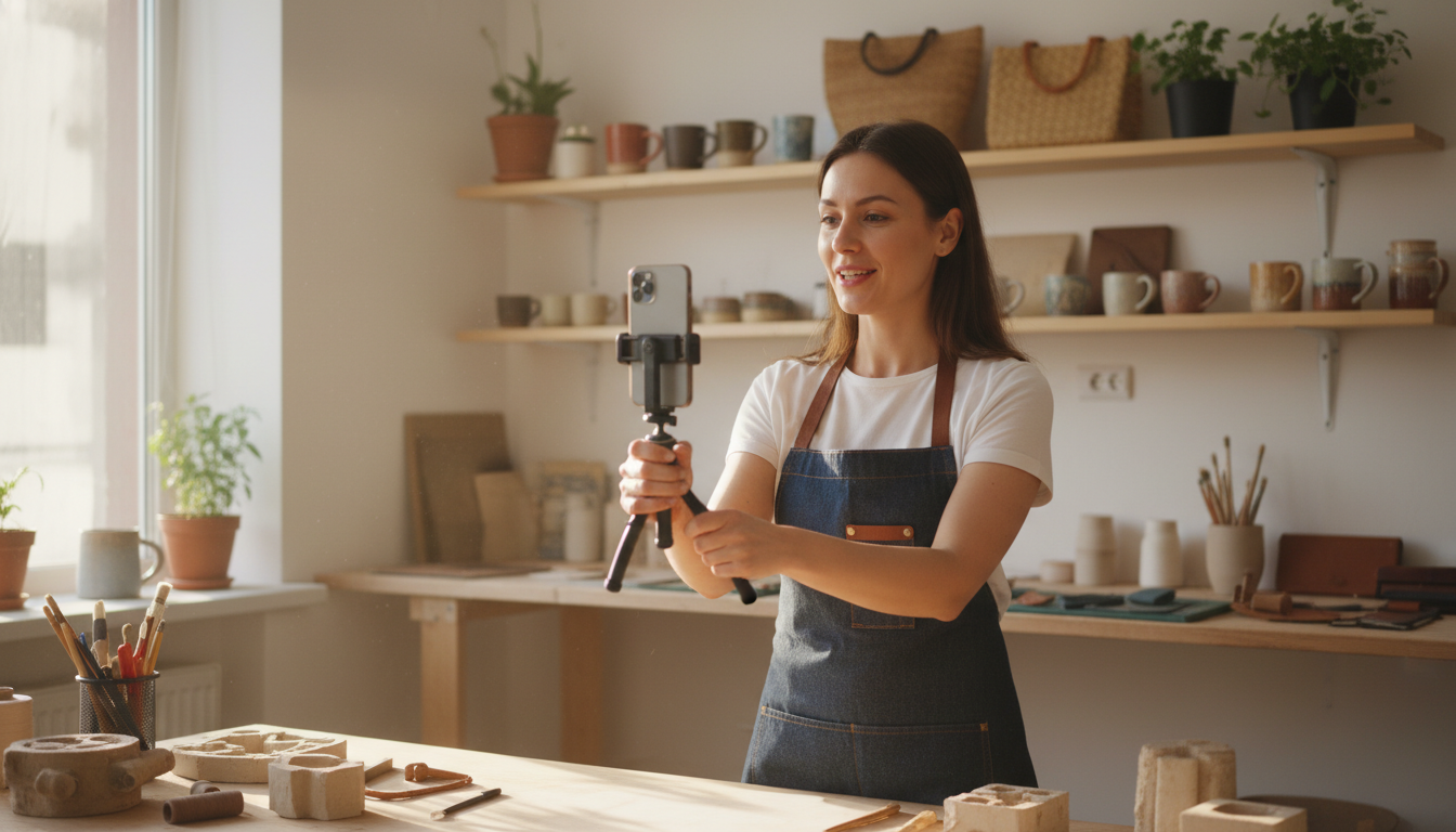 Создатель бренда снимает видео о своём производстве на смартфон