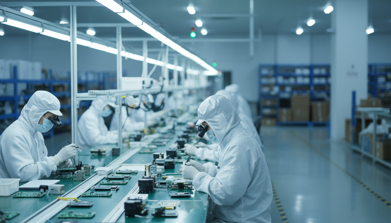 OEM производство техники на китайской фабрике — сборочная линия электроники