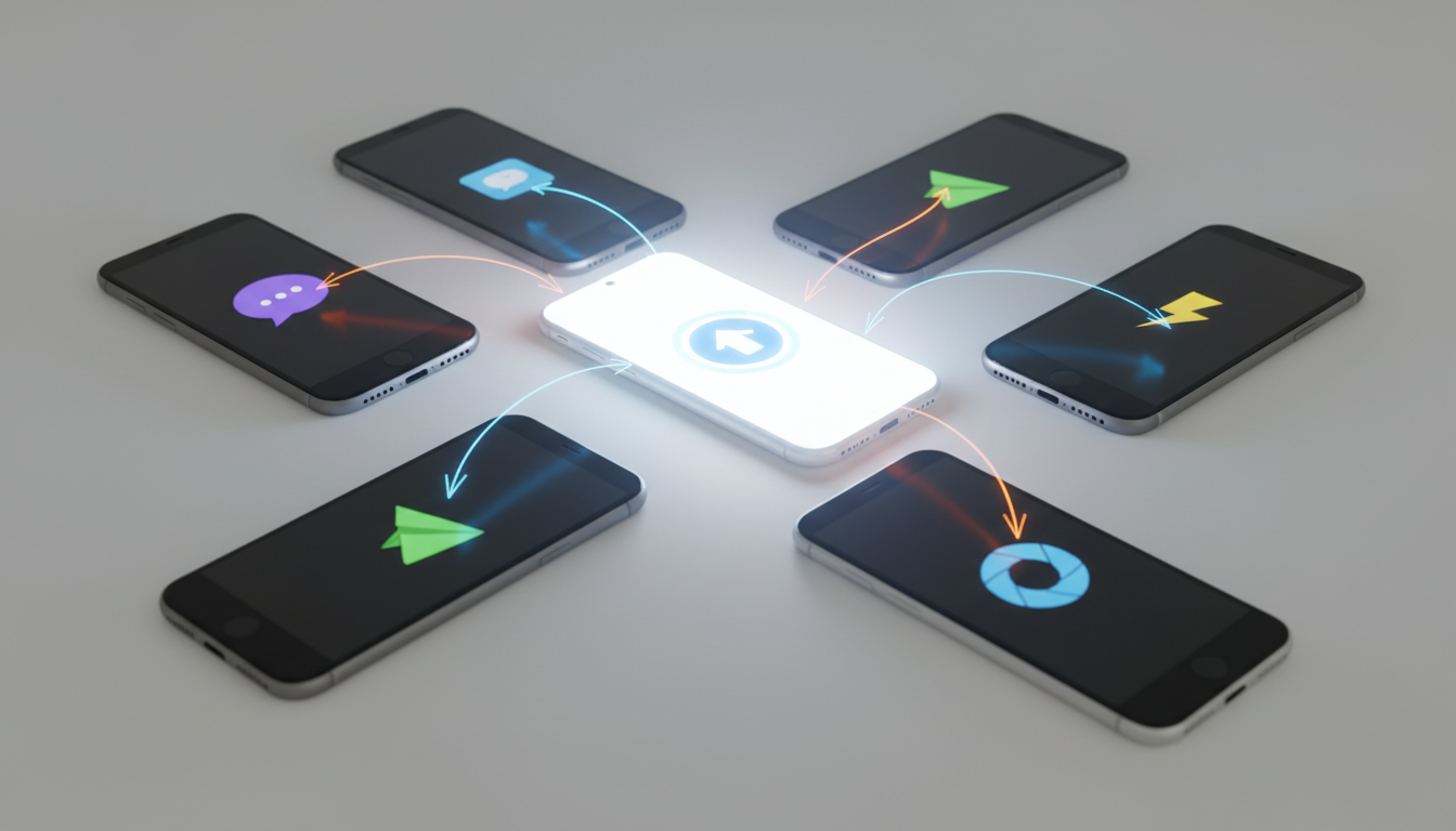 Иллюстрация перетока аудитории между мессенджерами — стрелки указывают на новую платформу