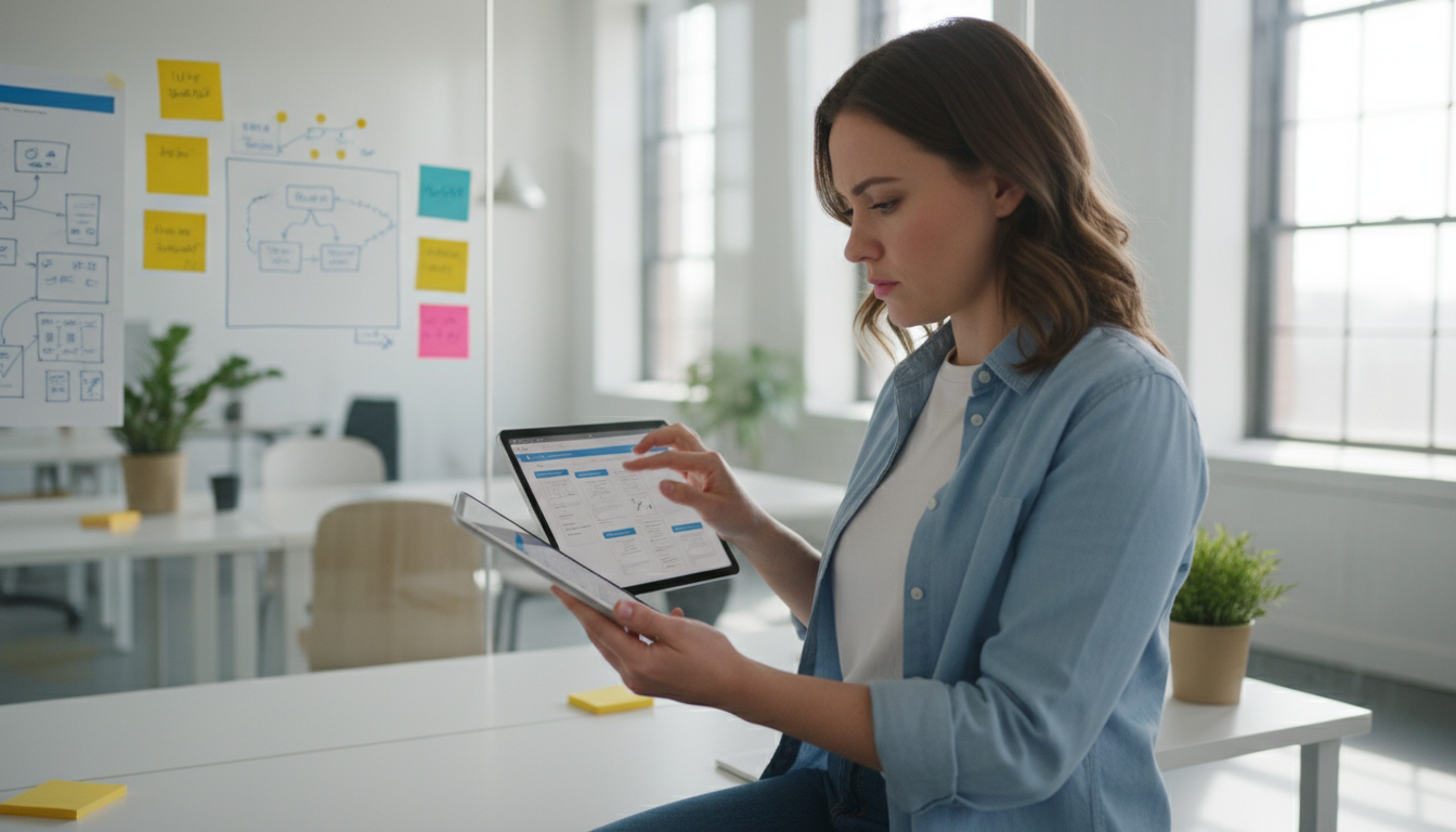 UX-специалист проводит юзабилити аудит сайта на планшете и смартфоне