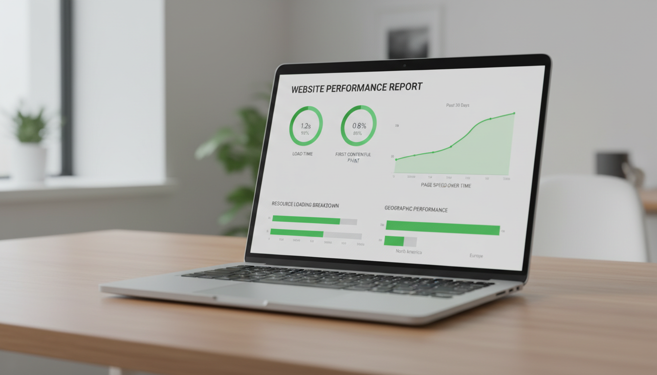 Анализ скорости загрузки сайта в Google PageSpeed Insights на ноутбуке