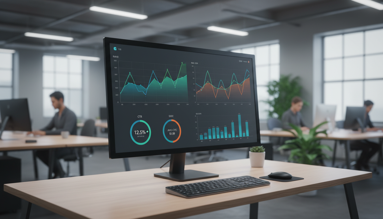 Аналитическая панель с графиками ставок и CTR для рекламной кампании в контекстной рекламе