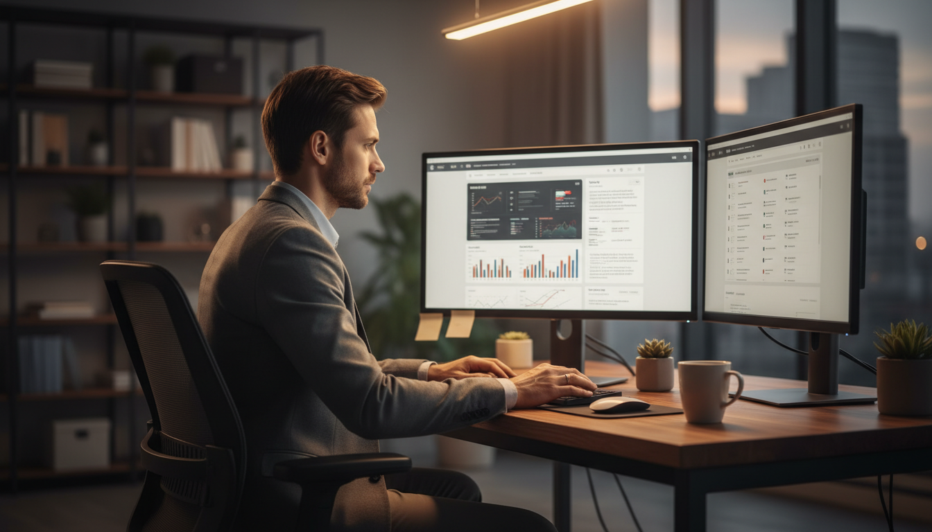 Аудит коммерческих факторов сайта — специалист с чек-листом за компьютером