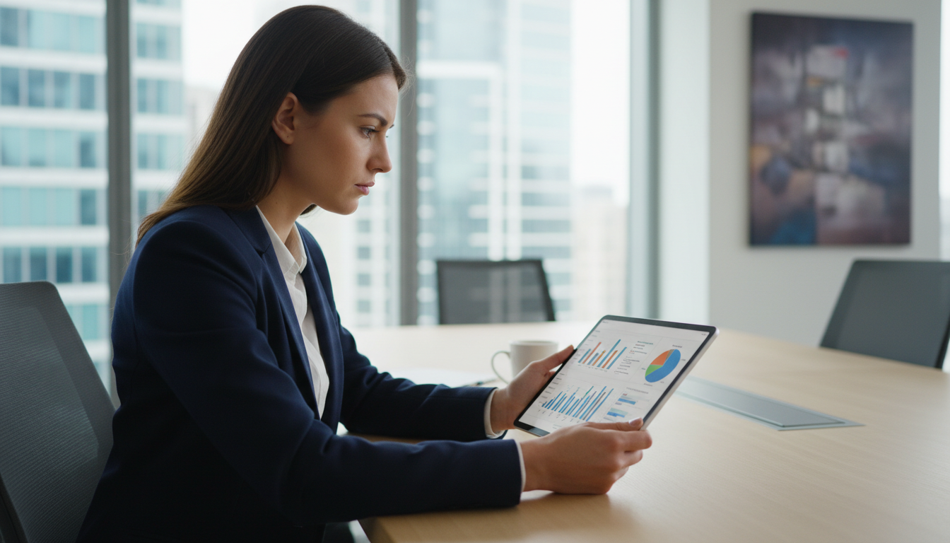 Предприниматель анализирует стоимость рекламы в Яндекс Директ на планшете