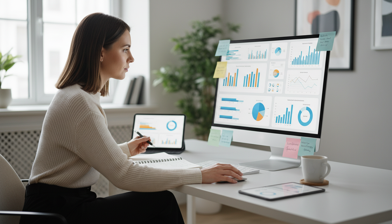 Маркетолог анализирует целевую аудиторию перед запуском таргетированной рекламы в ВКонтакте