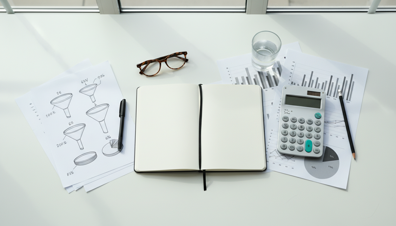 Визуализация воронки продаж и расчёт рекламного бюджета на бумаге