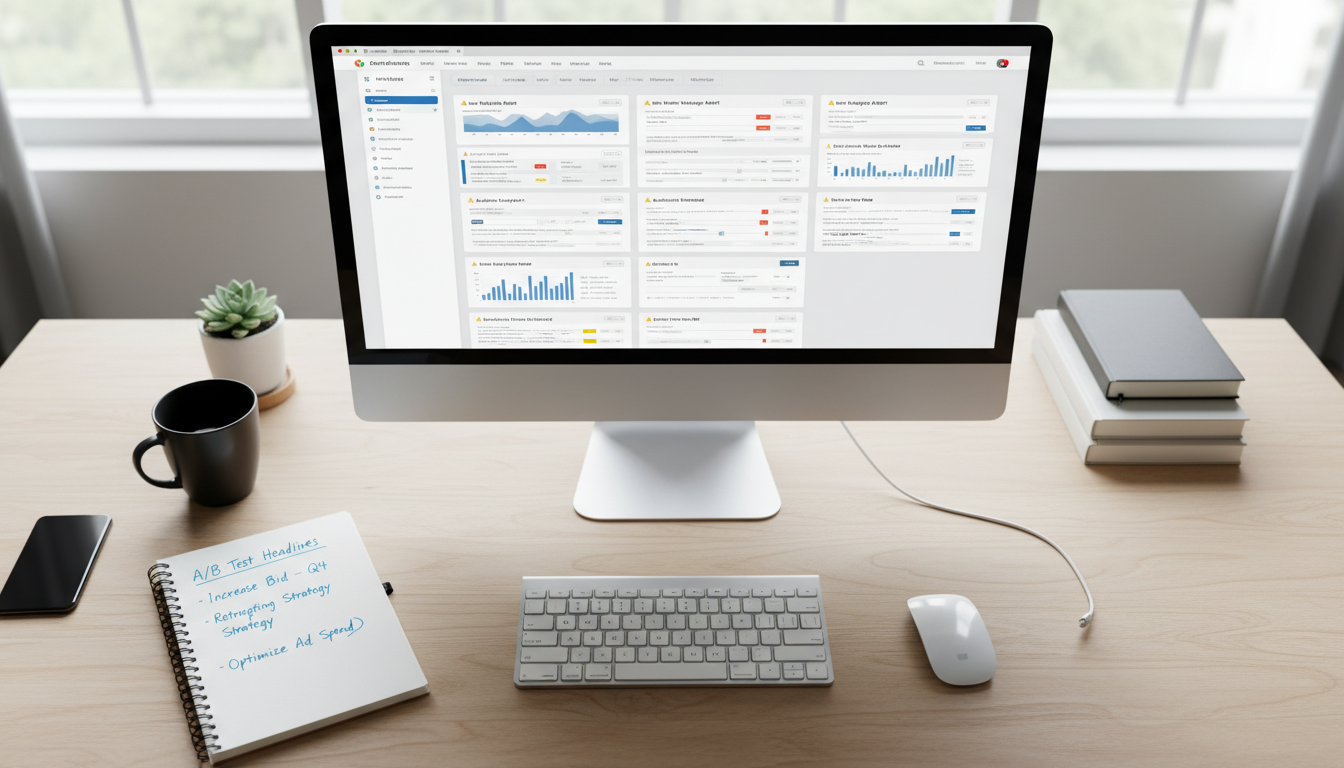 Список типичных ошибок настройки рекламной кампании на экране компьютера