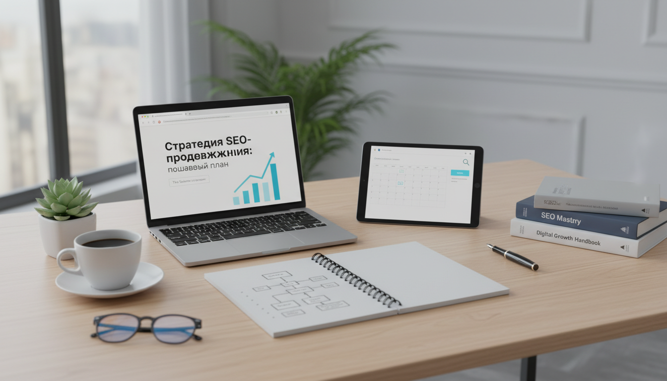 Иллюстрация к статье о Стратегия SEO-продвижения: пошаговый план