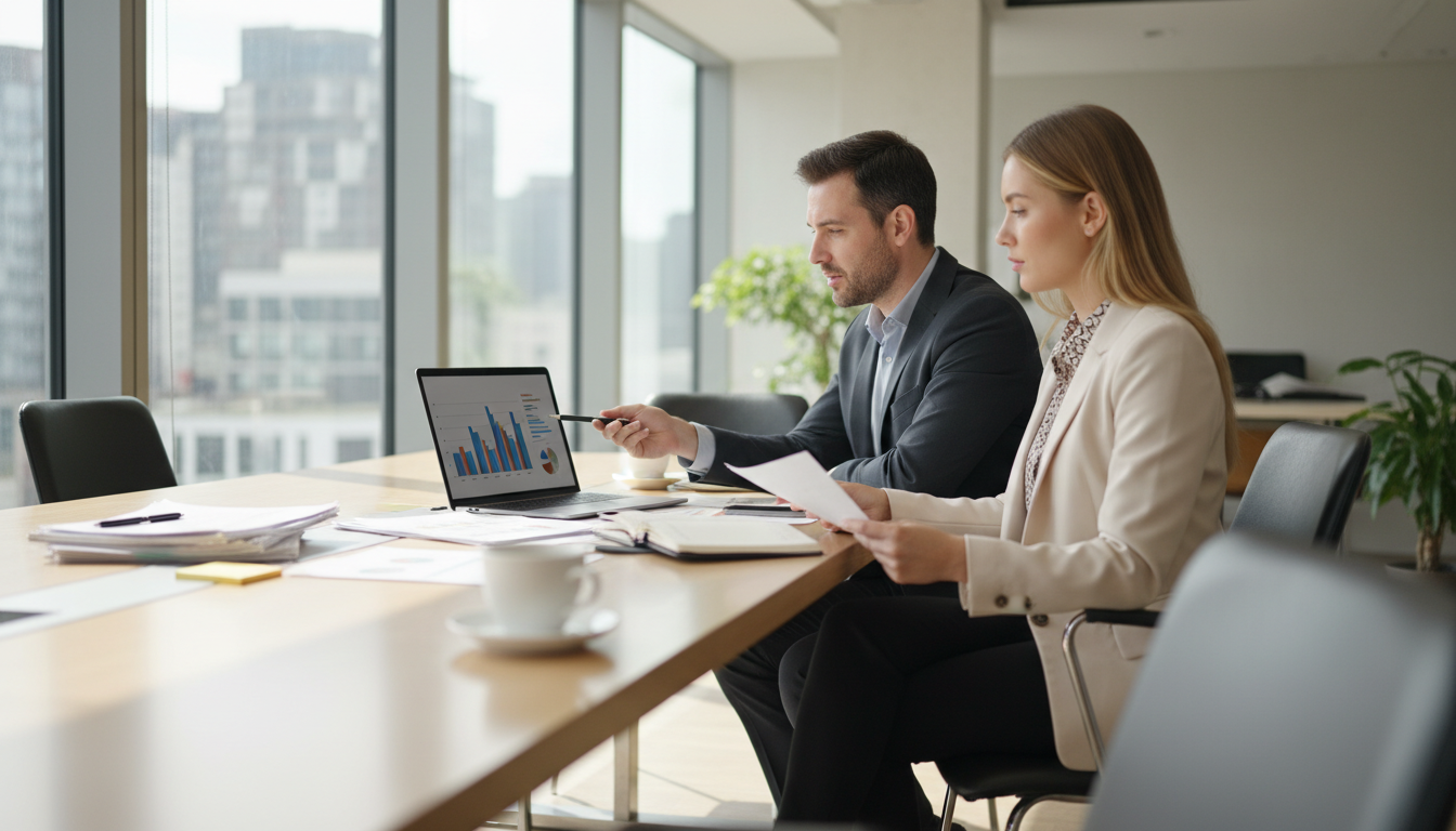 Команда агентства контекстной рекламы обсуждает стратегию продвижения — переговоры в современном офисе