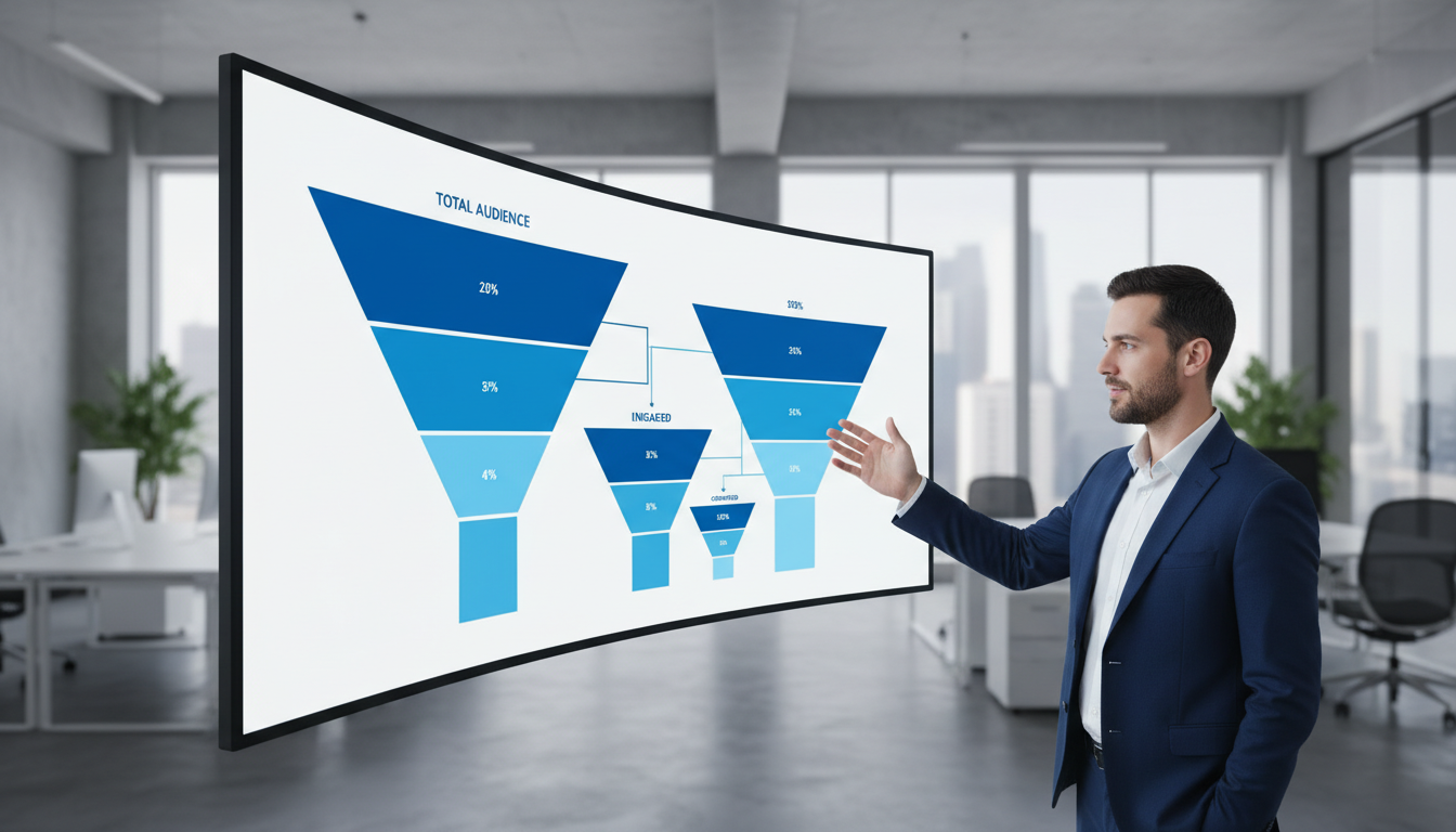 Схема типов аудиторий в Facebook Ads — воронка от холодной до тёплой аудитории
