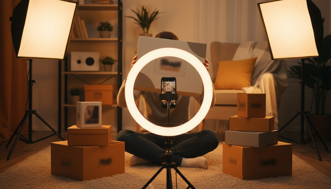 Работа с блогерами для продвижения товаров маркетплейса — человек снимает видео с продуктом для соцсетей