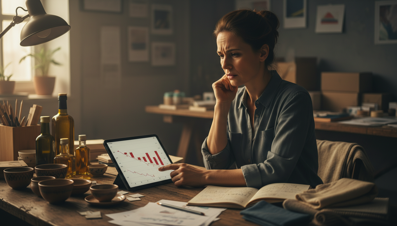 Ошибки в перформанс-маркетинге: продавец анализирует неэффективные рекламные кампании