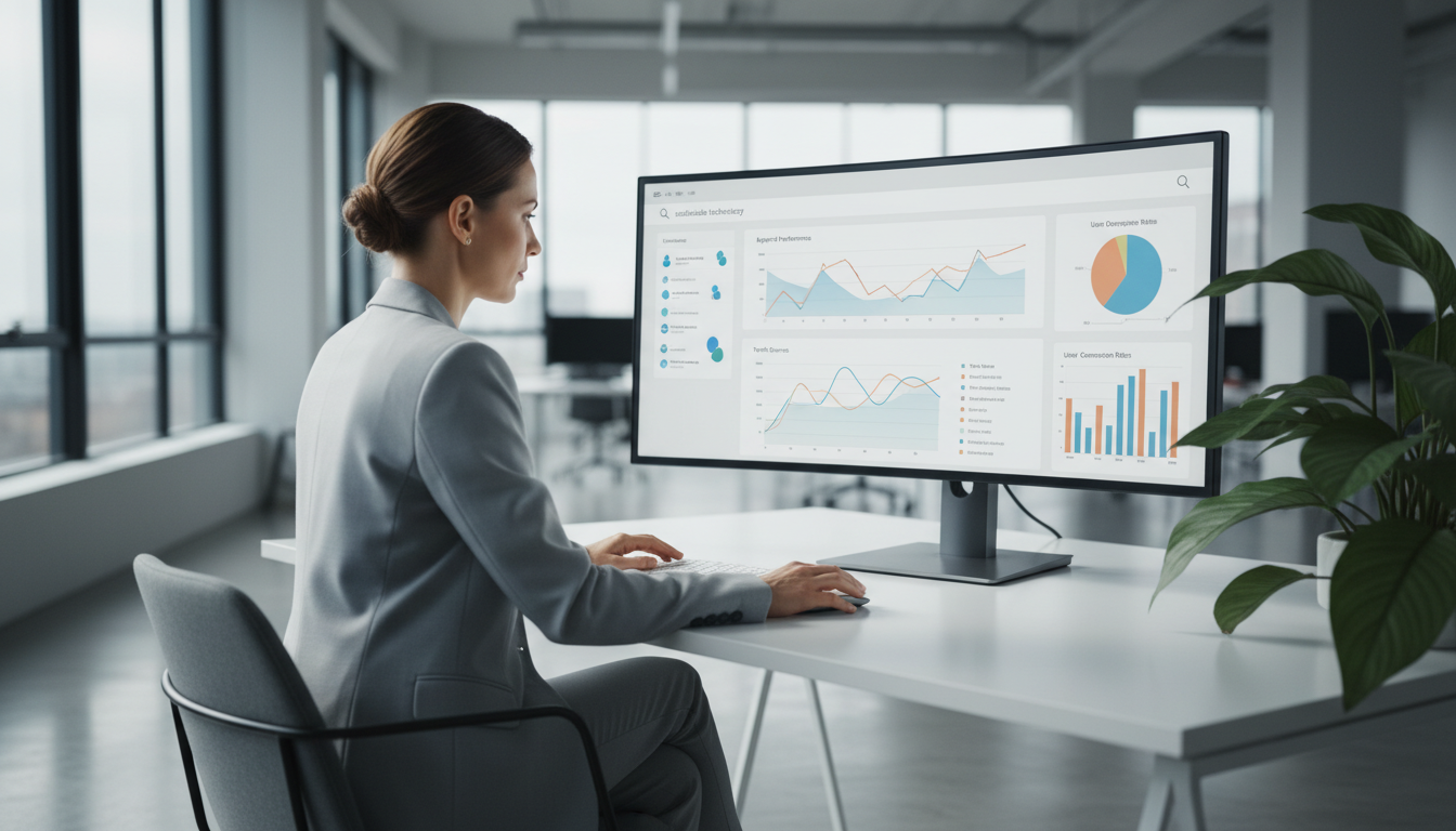 Специалист по SEO и контент-маркетингу анализирует позиции сайта в поисковой выдаче