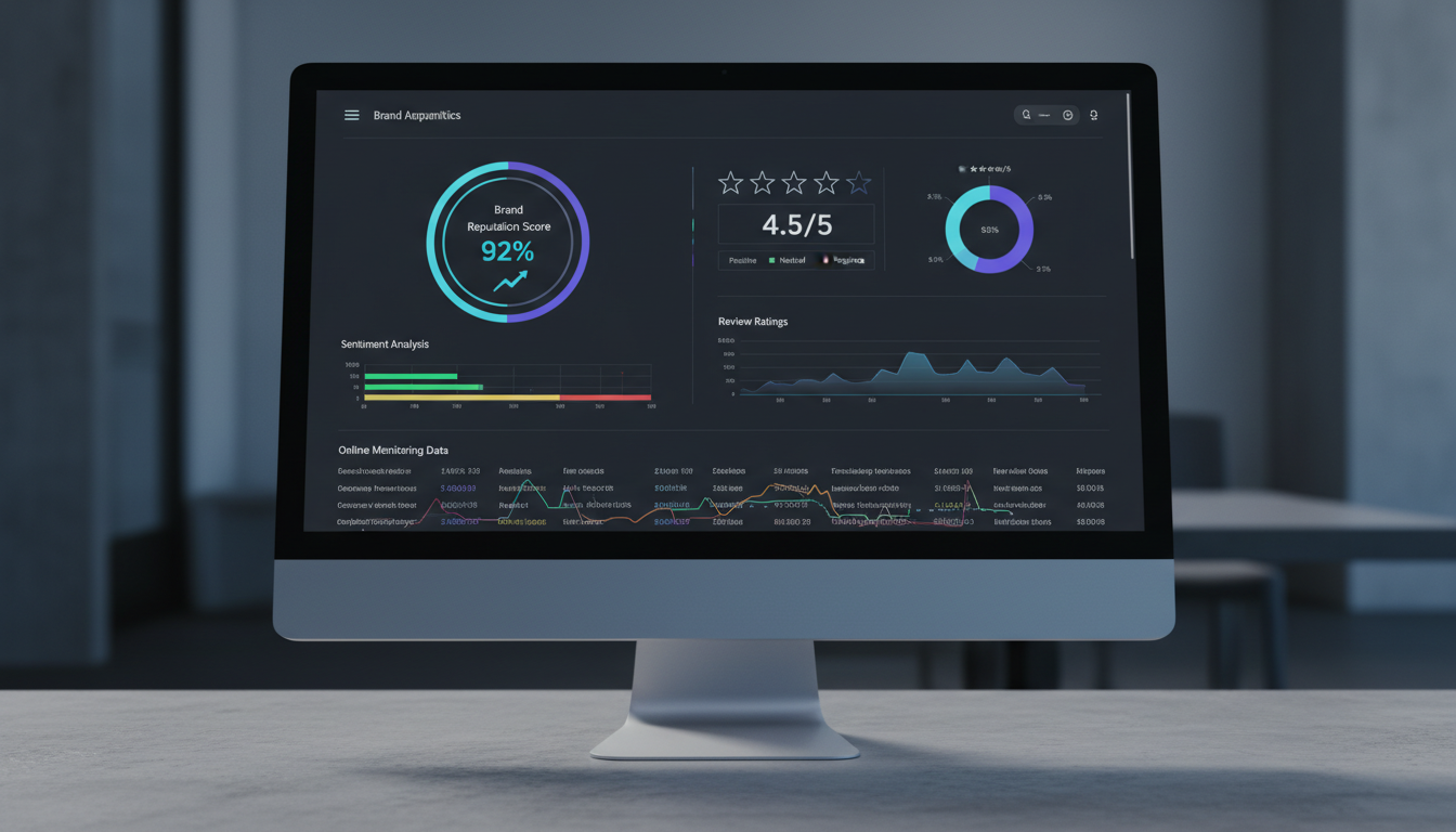 Аналитическая панель управления репутацией бренда с графиками упоминаний и тональности