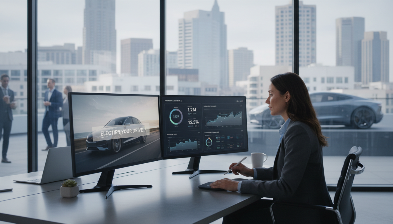 Digital-маркетинг для автодилеров — менеджер у экрана с рекламными кампаниями