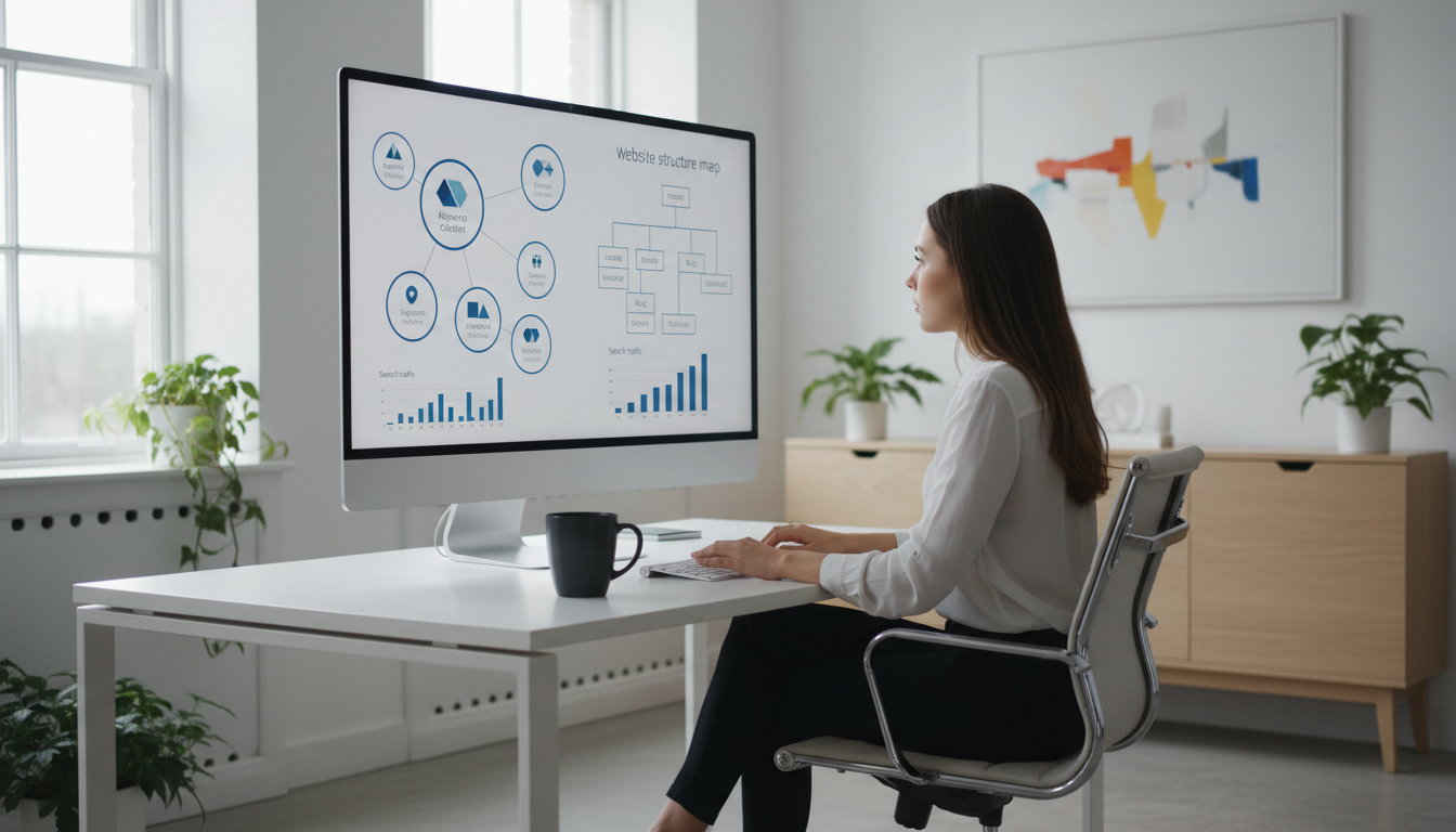 SEO-стратегия для туристического сайта — схема продвижения на экране компьютера