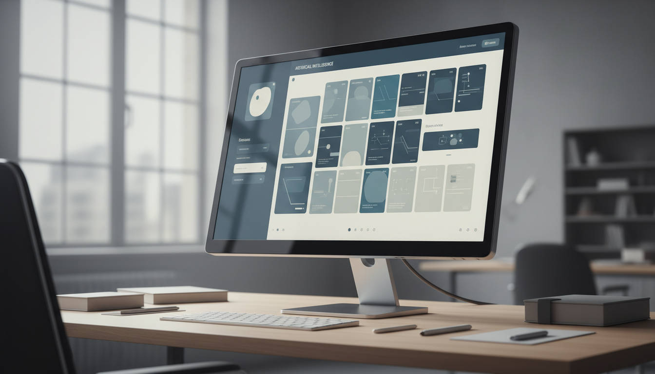 Интерфейс нейросети с текстовыми блоками и структурой статьи на экране
