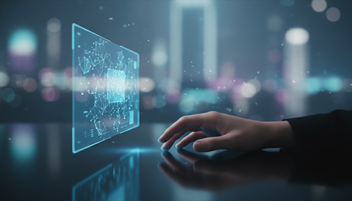 Символическое изображение совместной работы человека и AI над созданием контента