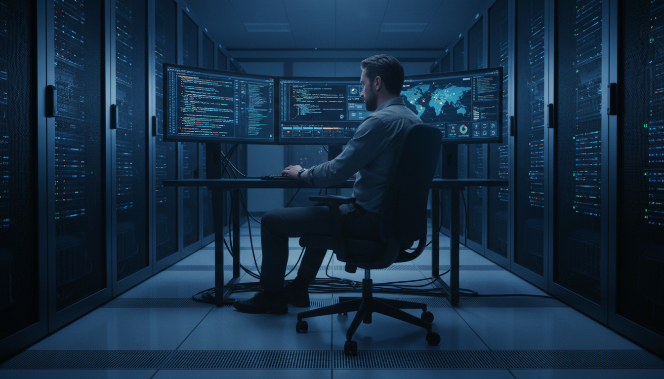 IT-специалист за работой по восстановлению сайта — профессиональная техническая поддержка