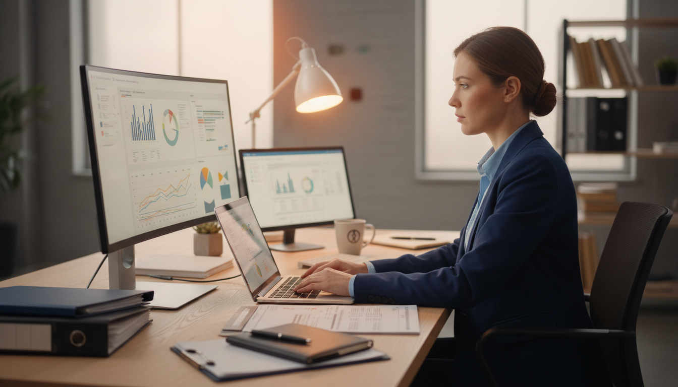 Бухгалтер работает в программе 1С для сдачи электронной отчётности