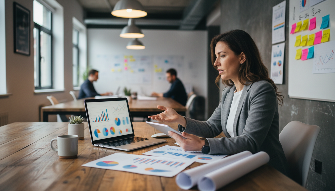 Маркетолог анализирует метрики рекламной кампании и оптимизирует расходы на рекламу