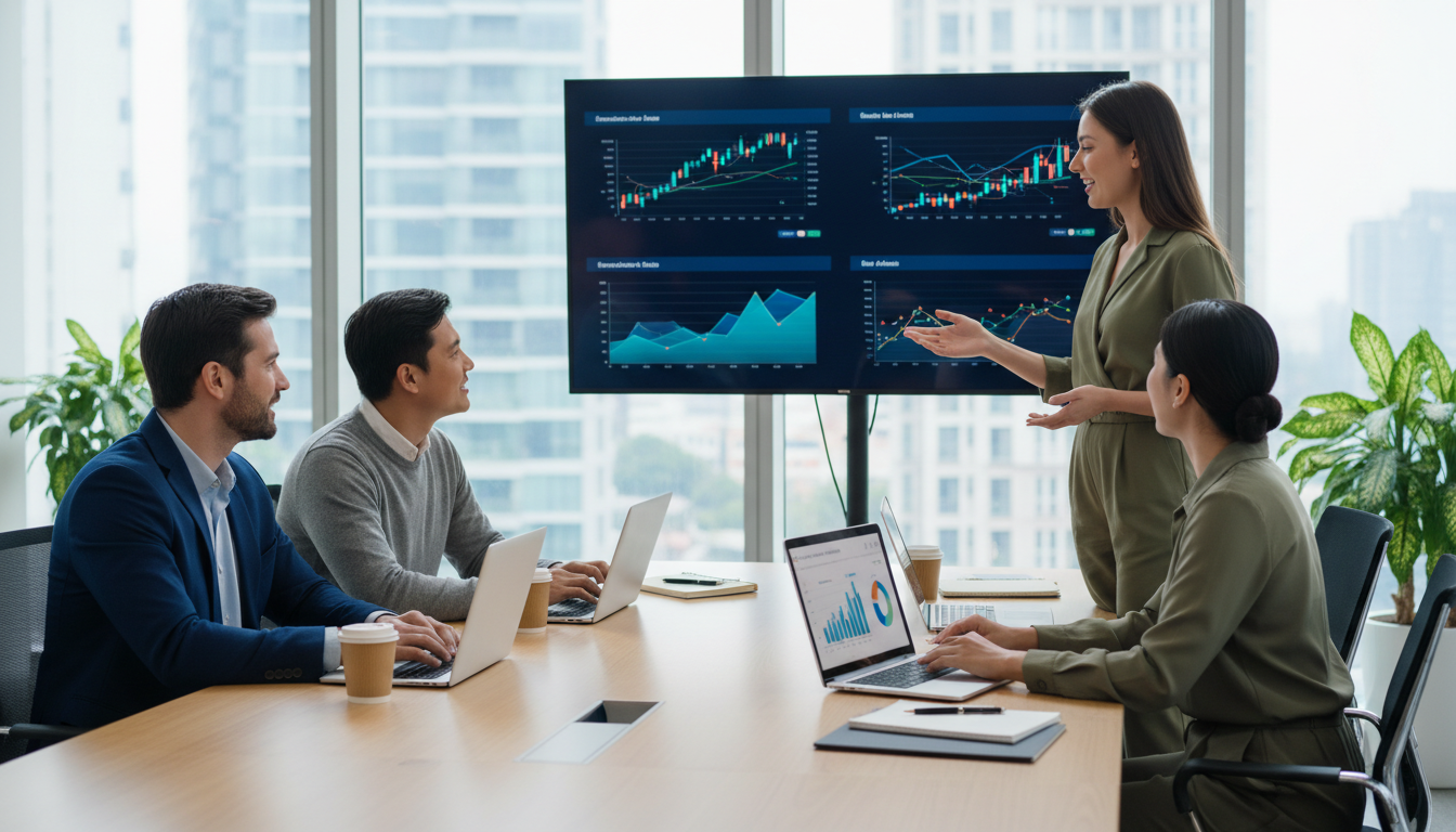 Команда агентства обсуждает стратегию продвижения магазина на маркетплейсе