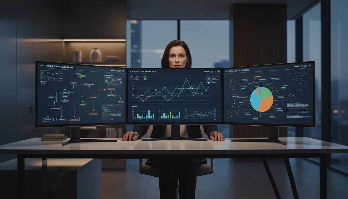 Визуализация работы поисковых алгоритмов: схема ранжирования сайтов по качеству контента и экспертности