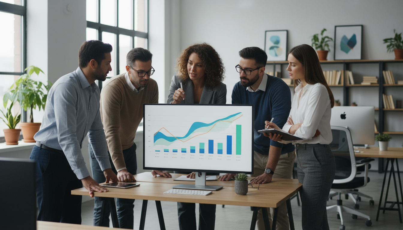 Команда специалистов обсуждает поддержку и обновление сайта