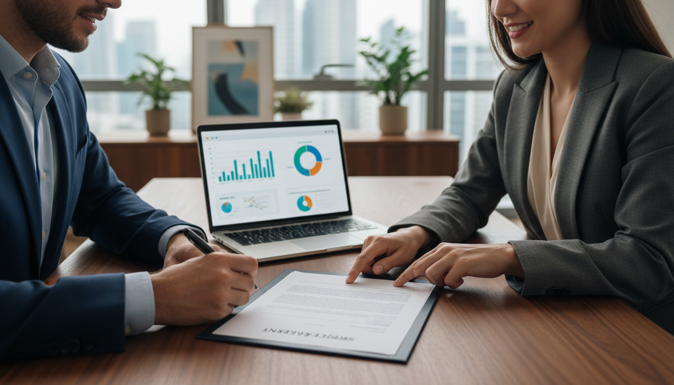 Подписание договора на техническое обслуживание сайта между клиентом и подрядчиком