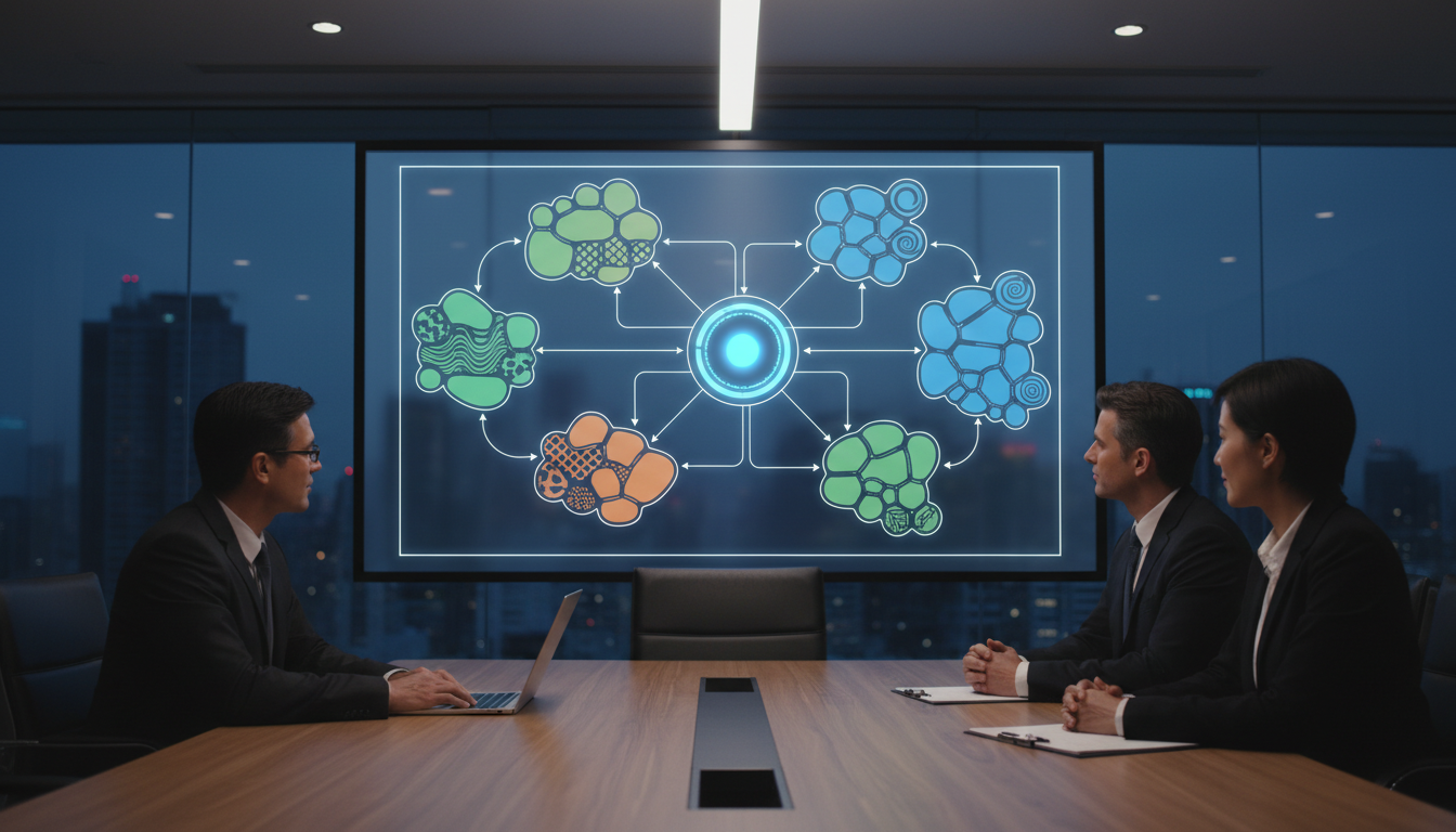 Визуализация кластеров ключевых слов в виде схемы на доске или экране