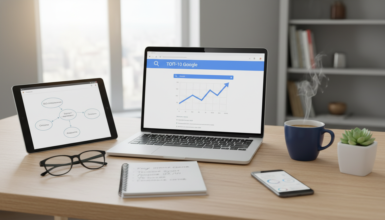Иллюстрация к статье о Как сделать Продвижение сайта в ТОП-10 Google
