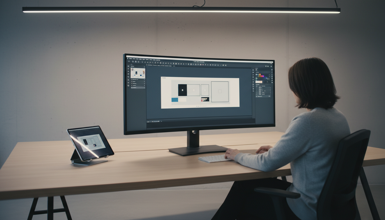 Технические требования к баннеру — рабочее место дизайнера с макетом баннера 240х400