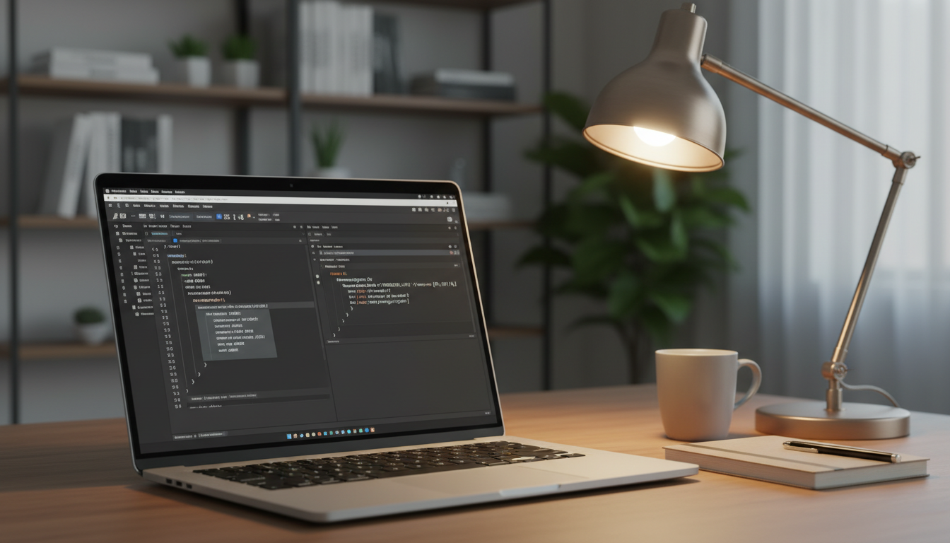 Настройка 301-редиректов при переезде сайта — код в редакторе на экране ноутбука