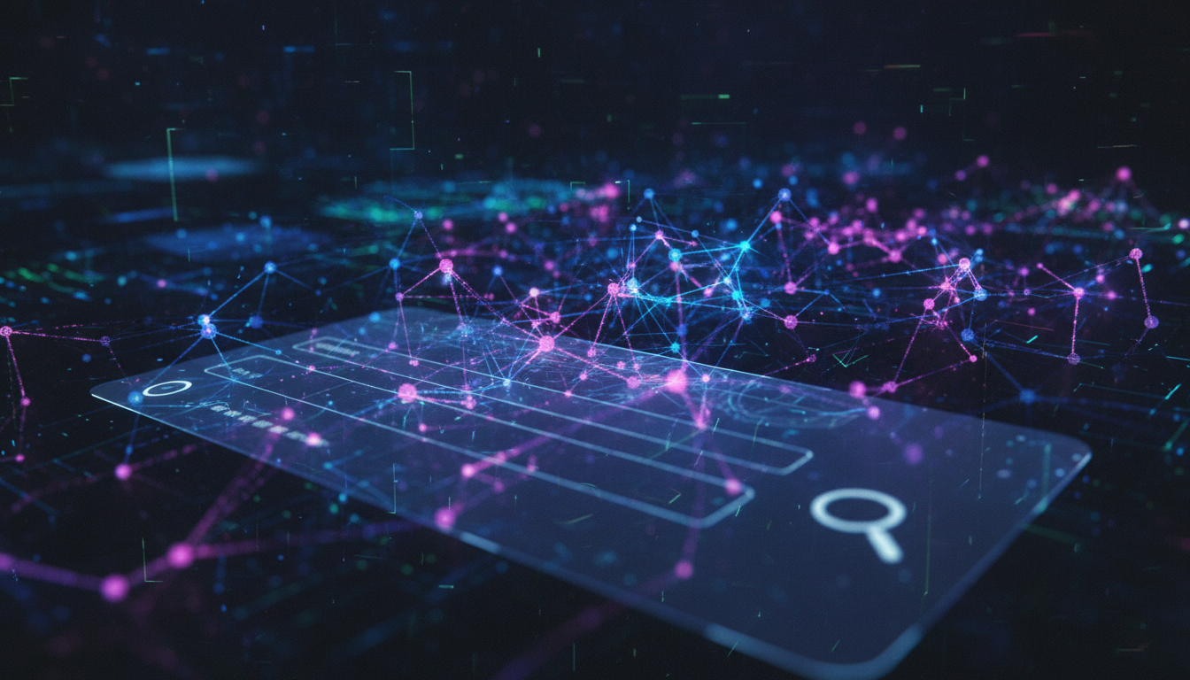 Визуализация AI-поиска и нейропоиска: нейросеть анализирует поисковые запросы пользователей