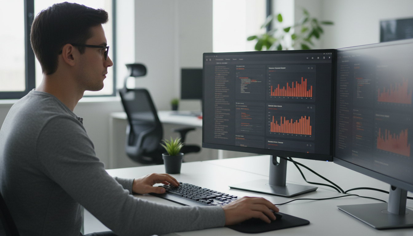 Разработчик проверяет технические ошибки сайта через панель Яндекс Вебмастер