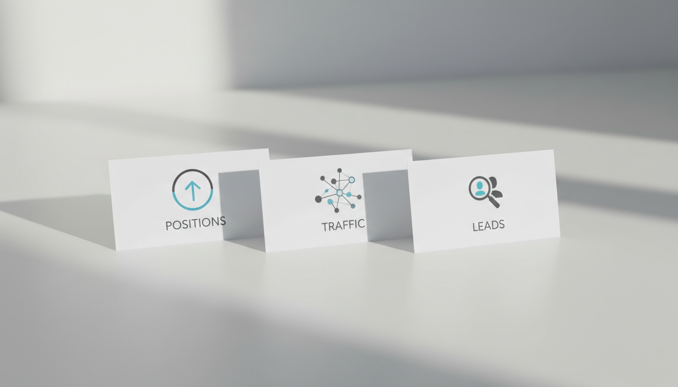 Сравнение моделей оплаты SEO — диаграмма с тремя вариантами: позиции, трафик, лиды