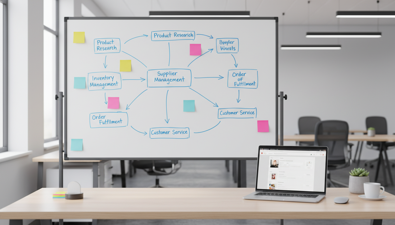 Состав услуги ведения магазина на маркетплейсах — список задач на доске и ноутбук с данными