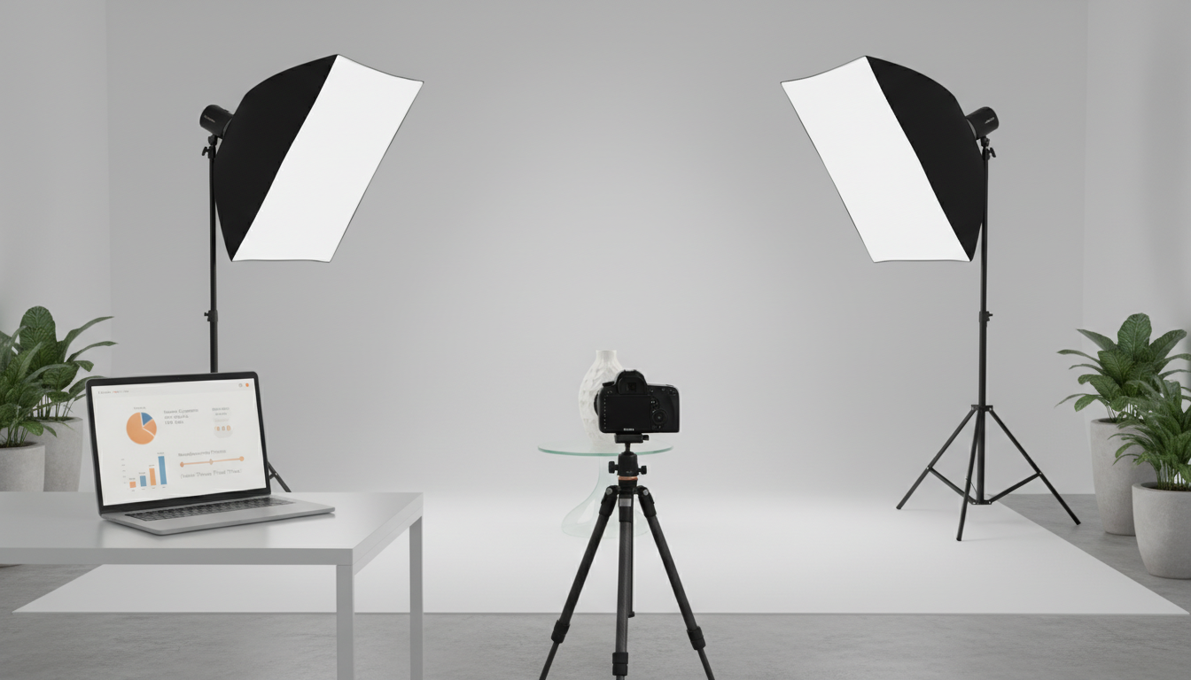 Профессиональная фотосъёмка товара для маркетплейса — продукт на белом фоне и инфографика на экране