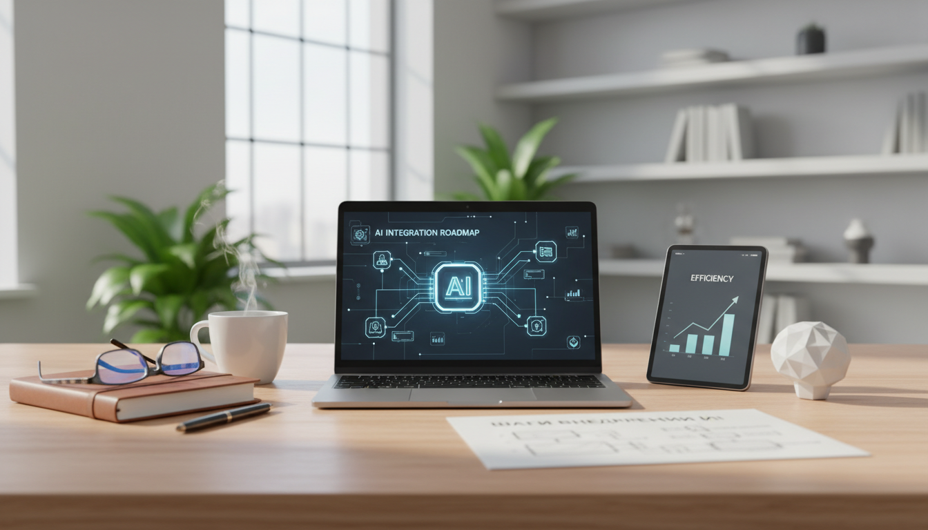 Иллюстрация к статье о Как внедрить ИИ в свой бизнес с нуля