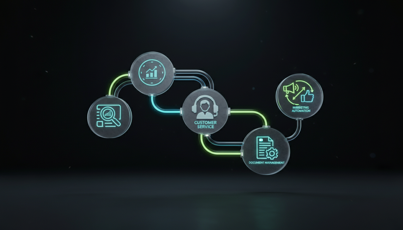 Процессы бизнеса автоматизированные с помощью ИИ — схема потоков