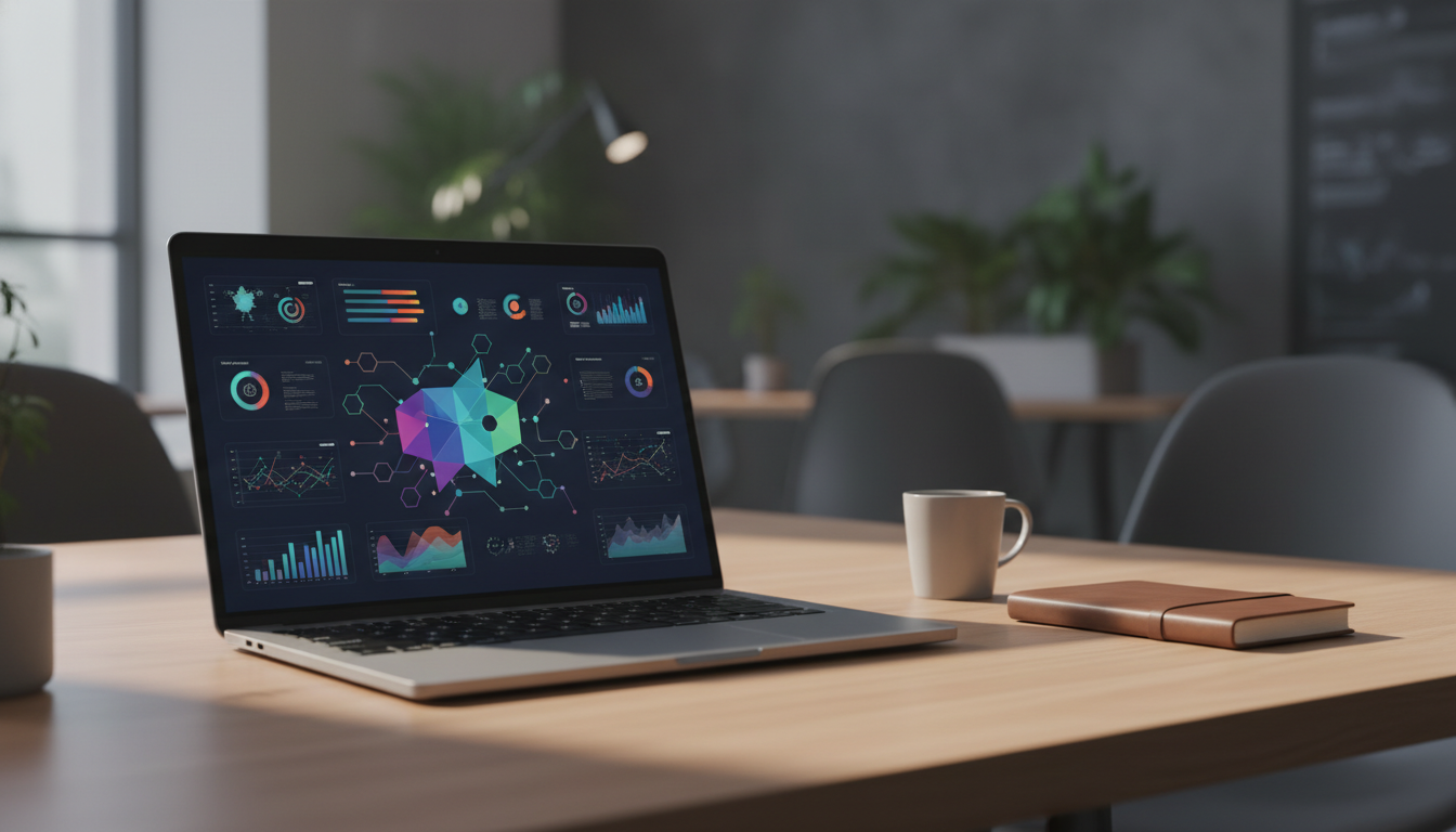 Инструменты искусственного интеллекта для автоматизации бизнеса на экране ноутбука