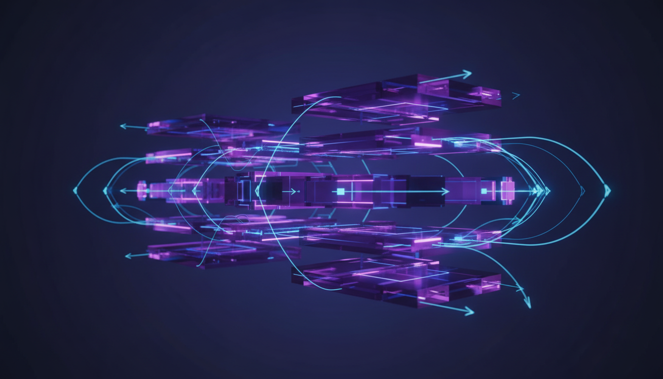 Визуализация архитектуры трансформера — слои нейронной сети с механизмом внимания